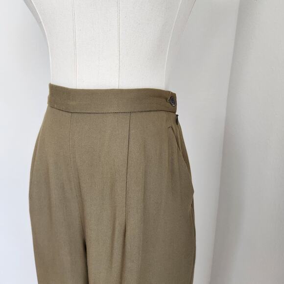 Vintage Hillary Charles High Waisted Trousers Straight Leg Khaki Pants 4 - Picture 6 of 10